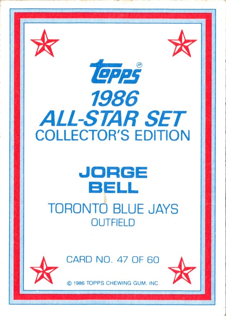 1986 Topps Glossy Jorge Bell