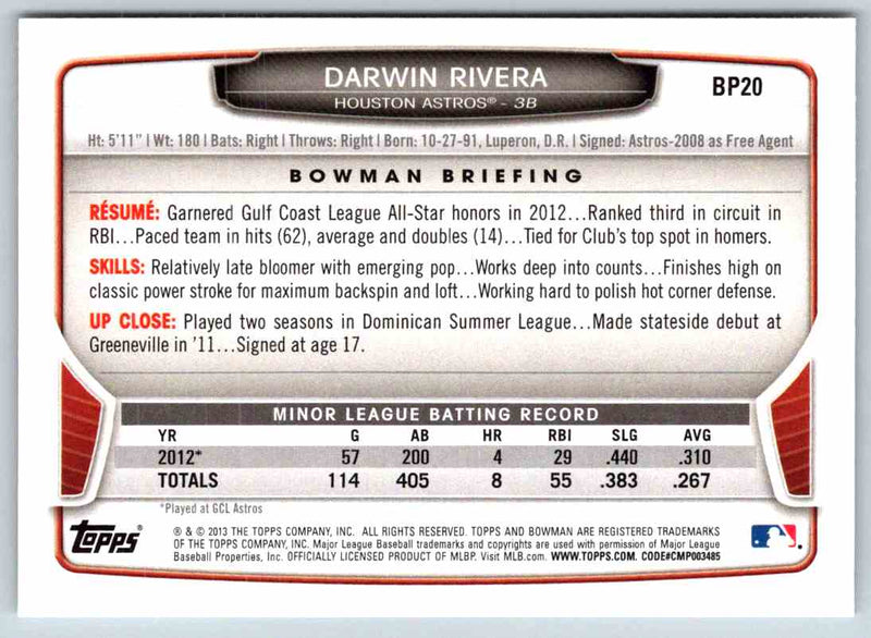 2014 Bowman Darwin Rivera