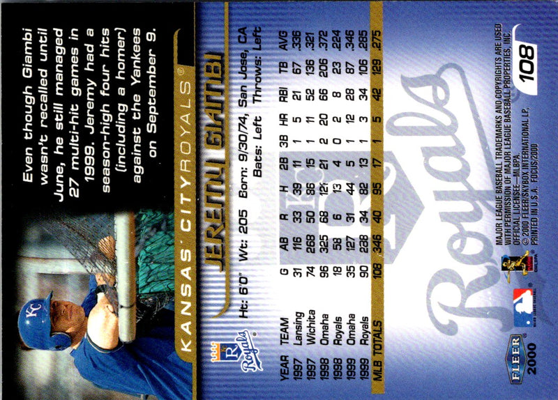 2000 Fleer Focus Jeremy Giambi