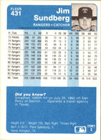 1984 Fleer Jim Sundberg #431