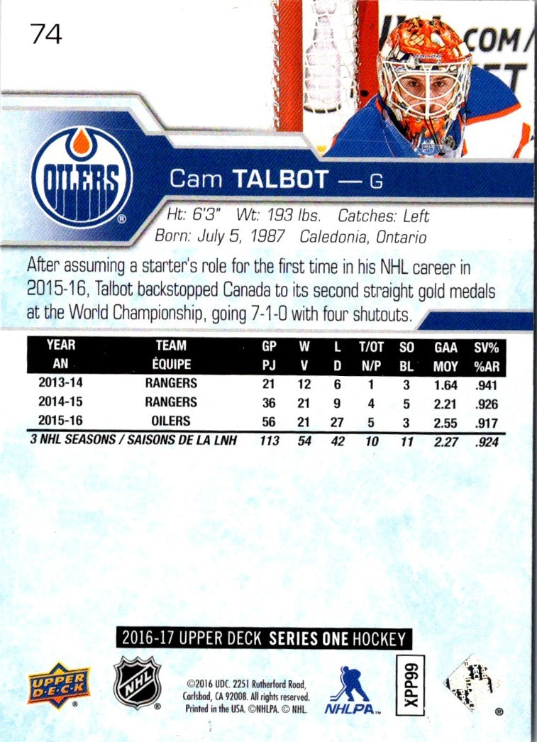 2016 Upper Deck Cam Talbot