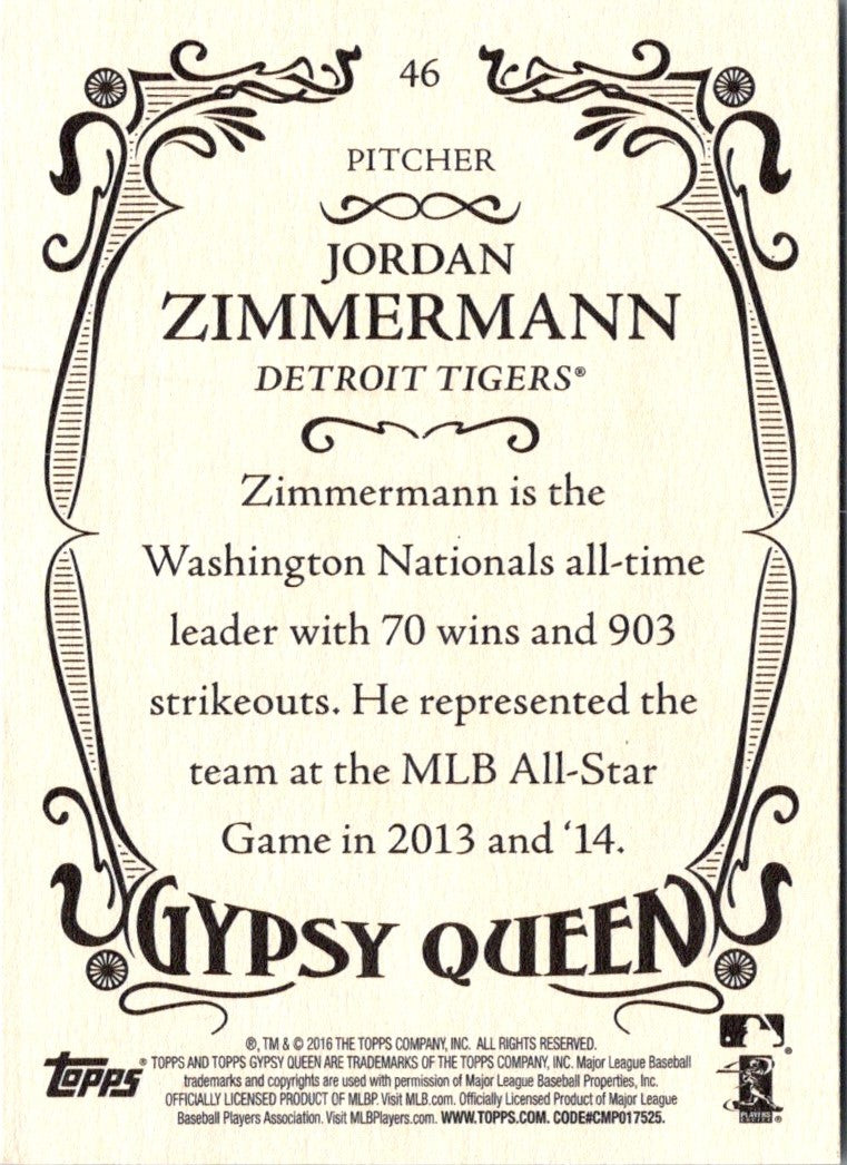 2016 Topps Gypsy Queen Jordan Zimmermann