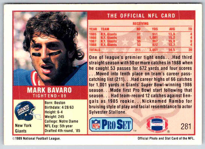 1995 Score Mark Bavaro