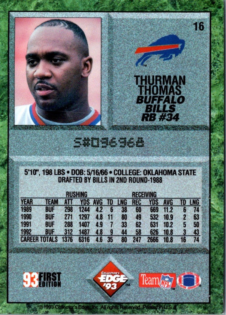 1993 Collector's Edge Thurman Thomas