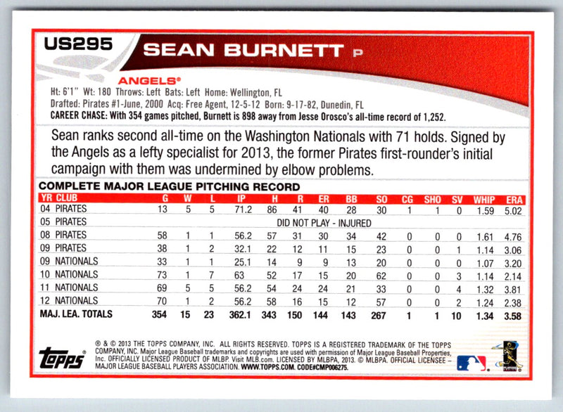 2013 Topps Update Sean Burnett