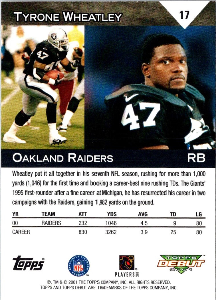 2001 Topps Debut Tyrone Wheatley