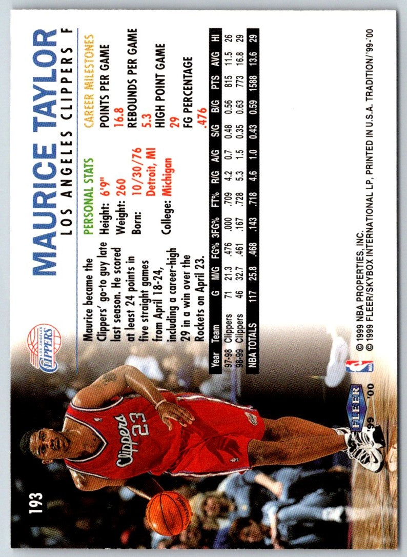 1999 Fleer Tradition Maurice Taylor