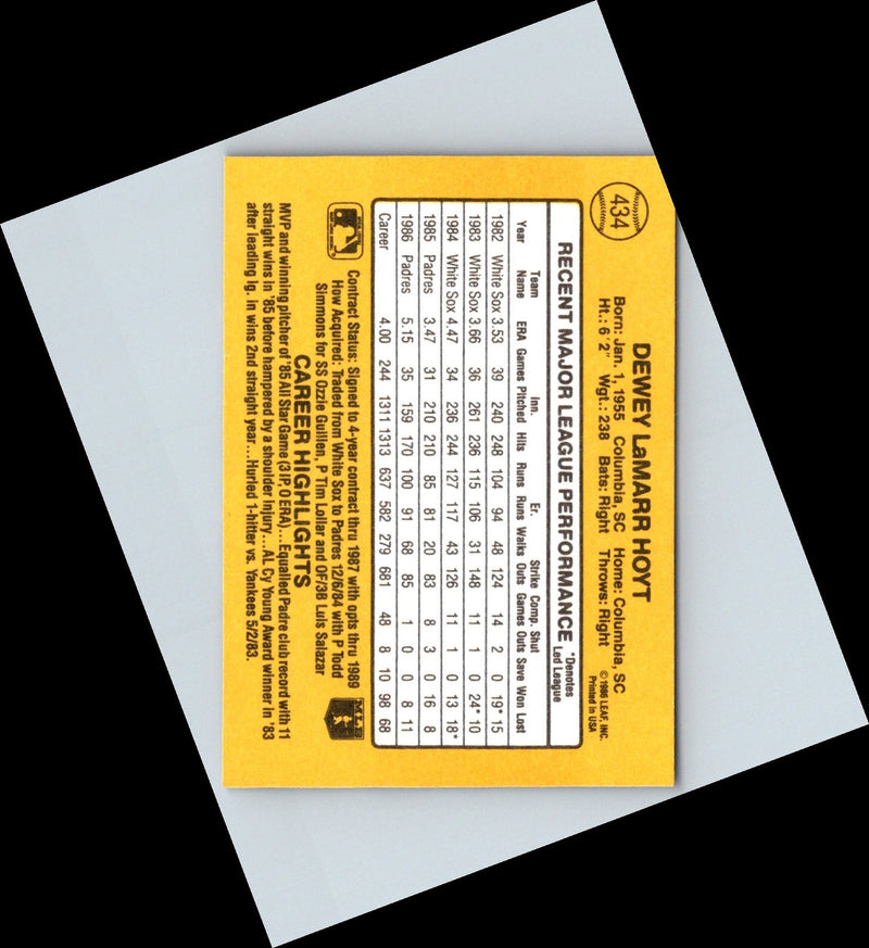1987 Donruss Lamarr Hoyt