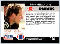 1990 Pro Set Super Bowl XXV Binder Raiders Don Mosebar #156