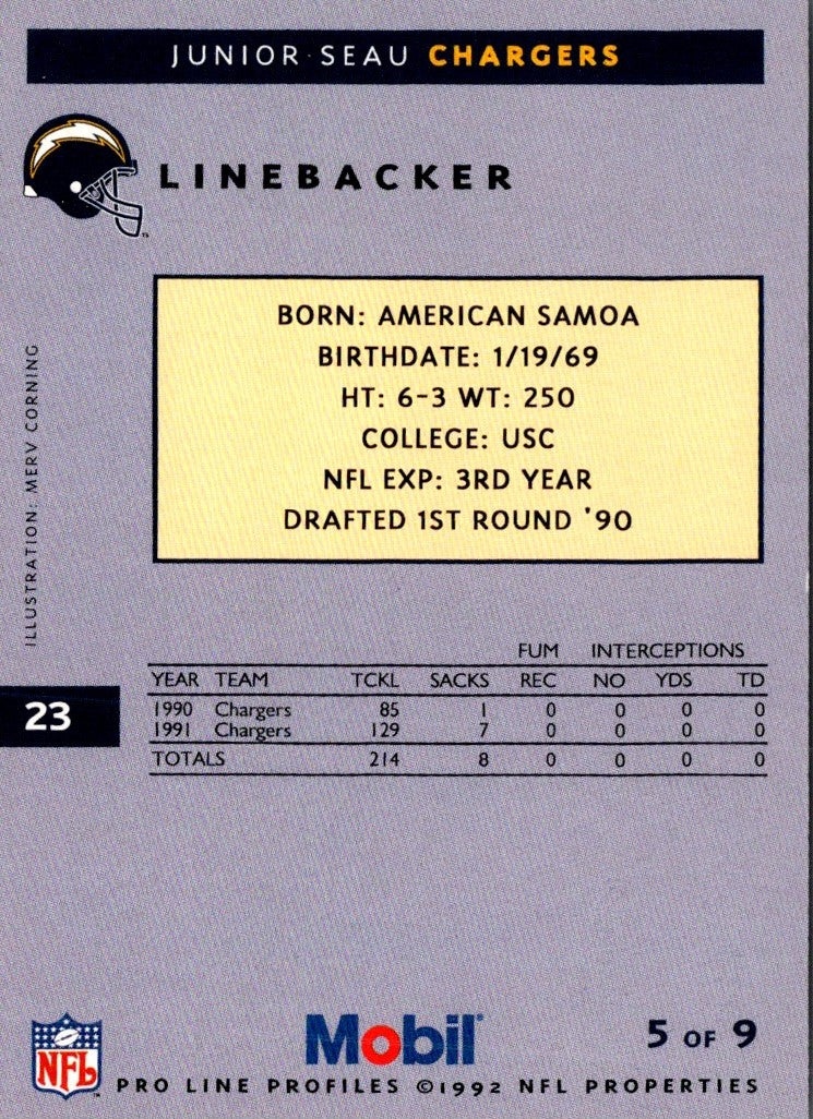 1992 Pro Line Mobil Junior Seau