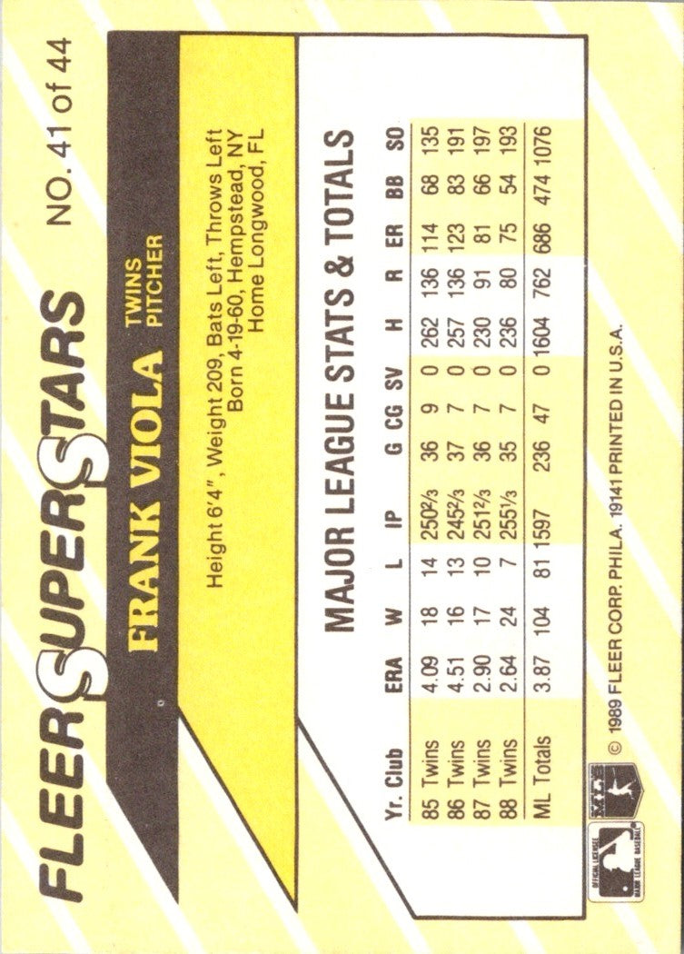 1989 Fleer SuperStars Frank Viola