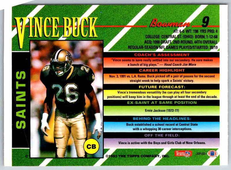 1993 Bowman Football Vince Buck