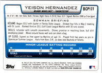 2012 Bowman Chrome Prospects Yeison Hernandez #BCP177