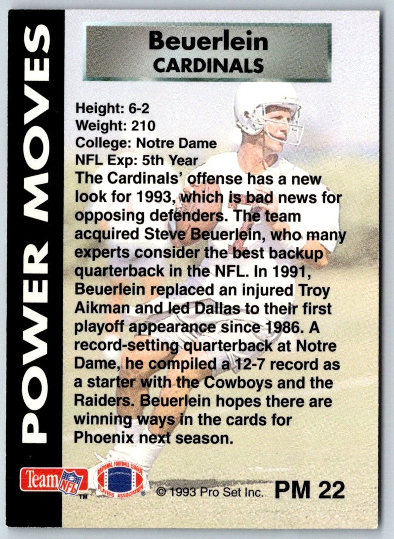 1993 Pro Set Power Moves Steve Beuerlein