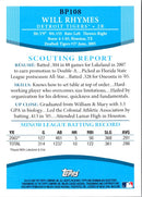 2008 Bowman Prospects Will Rhymes