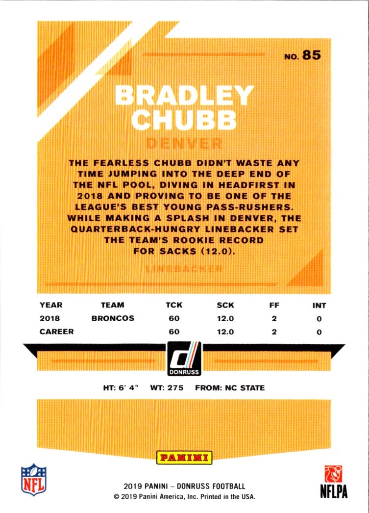 2019 Donruss Blue Press Proof Bradley Chubb