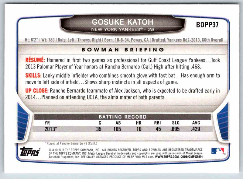 2013 Bowman Gosuke Katoh