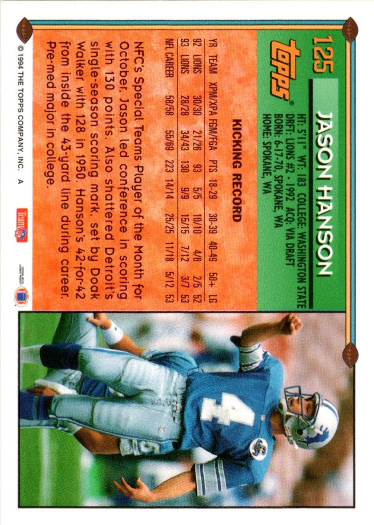 1994 Topps Jason Hanson