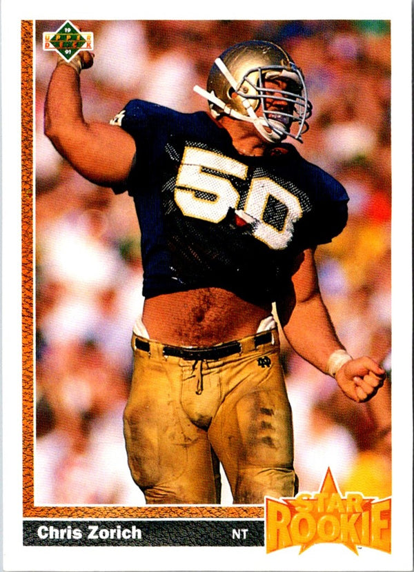 1991 Upper Deck Chris Zorich #10 Rookie