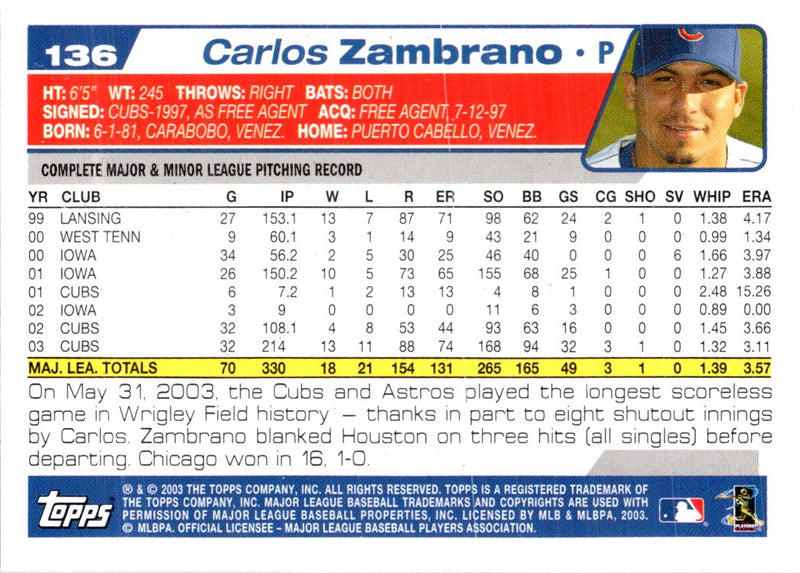 2004 Topps Carlos Zambrano