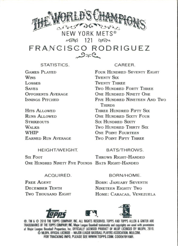 2010 Topps Allen & Ginter Francisco Rodriguez