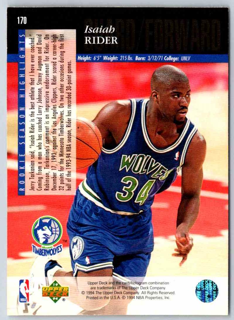 1995 Upper Deck Isaiah Rider