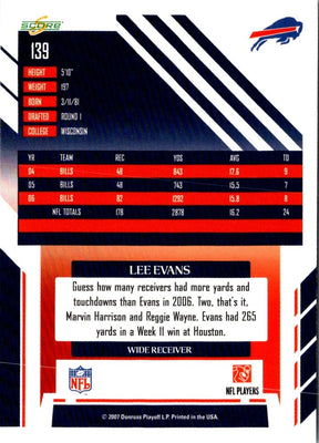 2007 Score Lee Evans #139