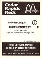 1982 TCMA Cedar Rapids Reds Mike Hennessey #9
