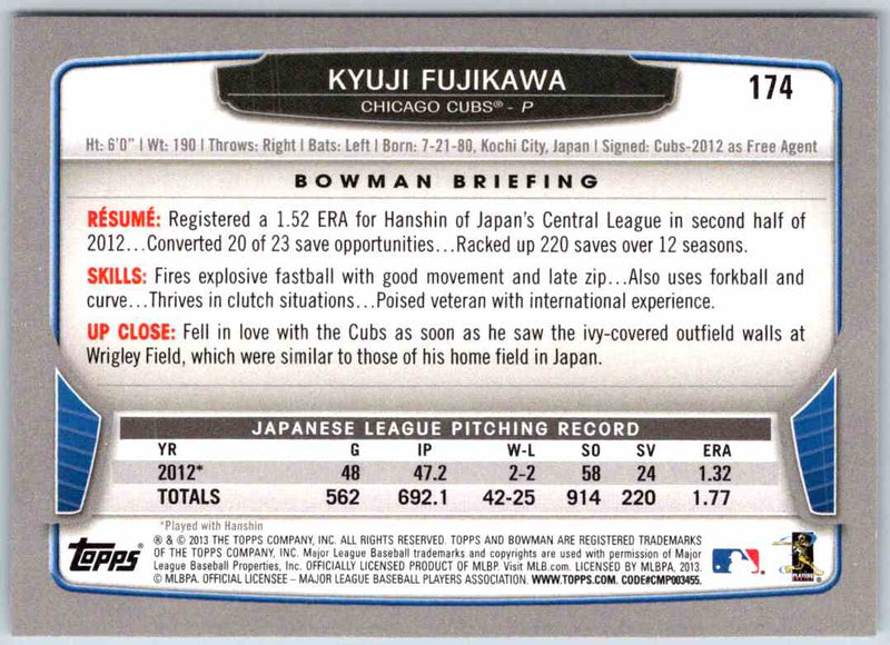 2013 Bowman Kyuji Fujikawa