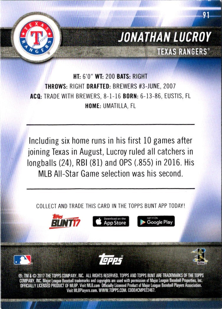 2017 Topps Bunt Jonathan Lucroy