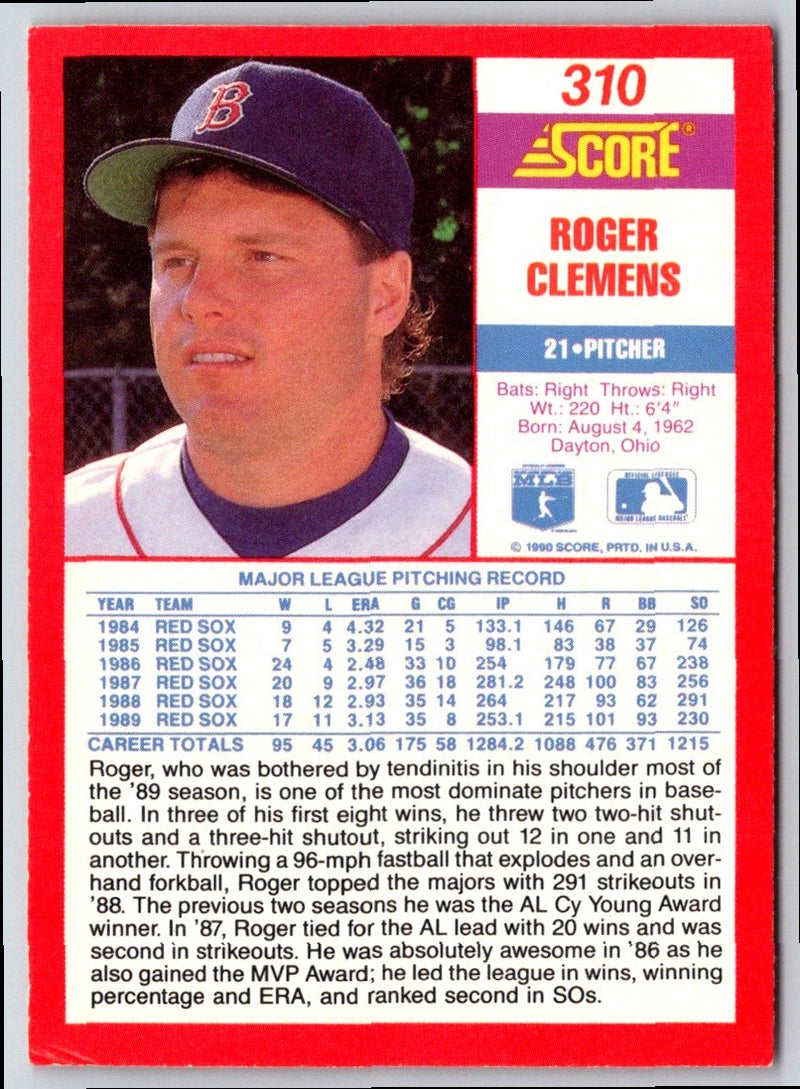 1990 Score Roger Clemens