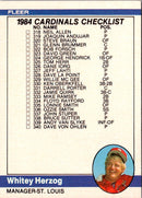 1984 Fleer Checklist: Cardinals/Teams