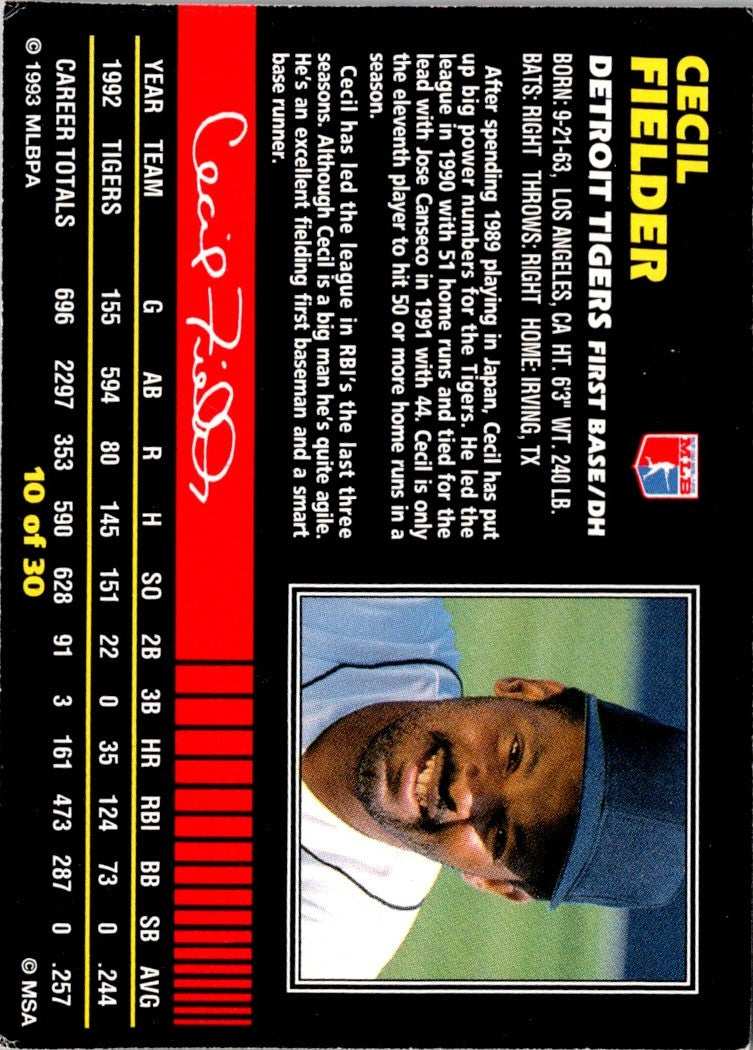 1993 Post Cereal Cecil Fielder