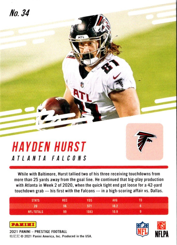 2021 Panini Prestige Hayden Hurst