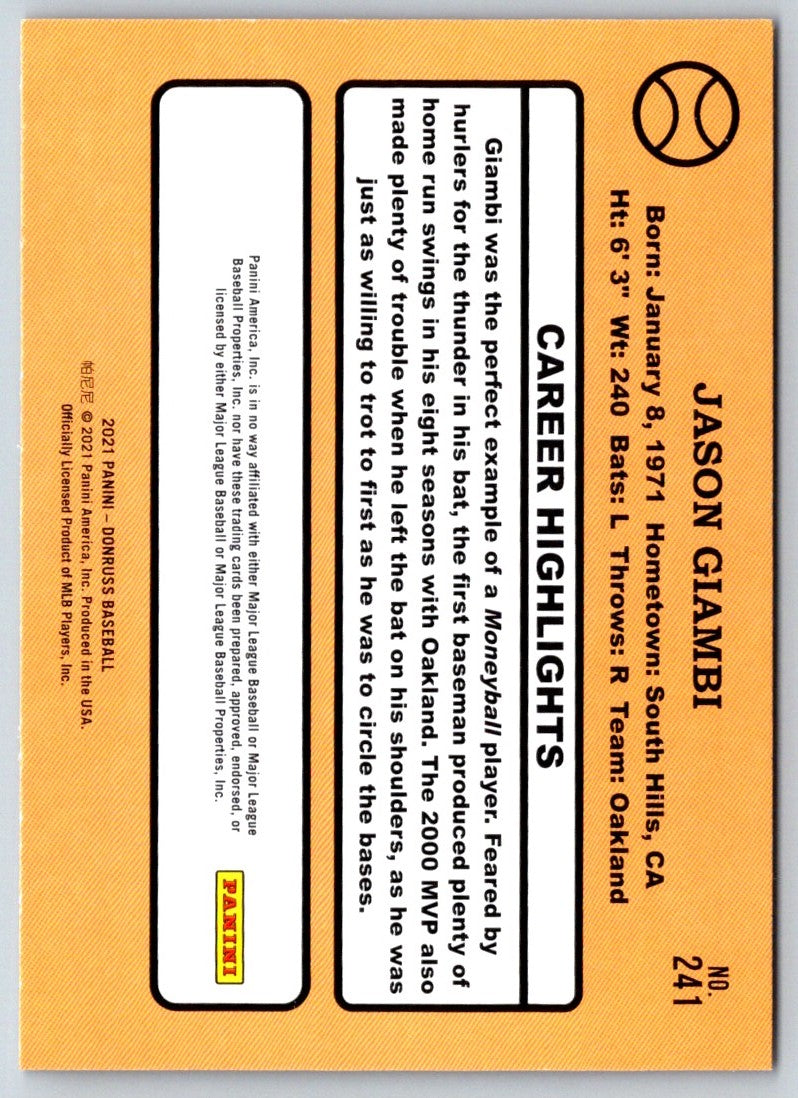 2021 Donruss Jason Giambi