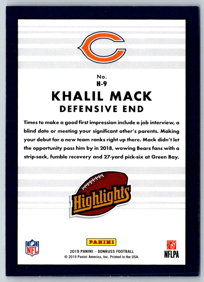 2019 Donruss Highlights Khalil Mack