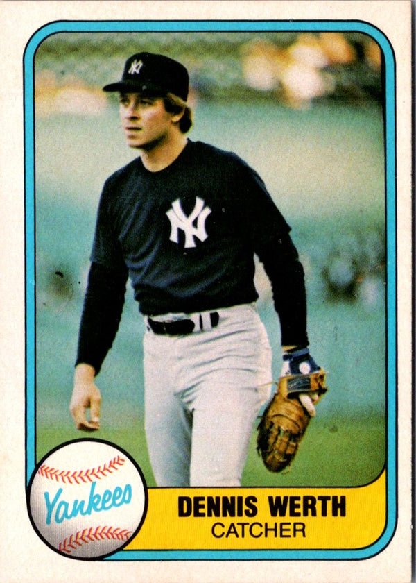 1981 Fleer Dennis Werth #102 Rookie