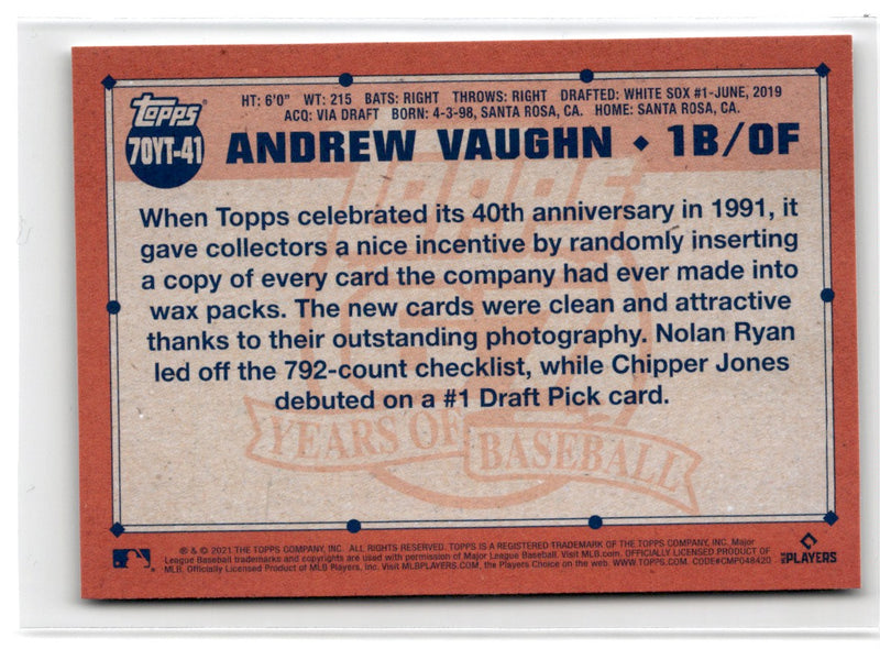 2021 Topps Update 70 Years of Baseball Andrew Vaughn