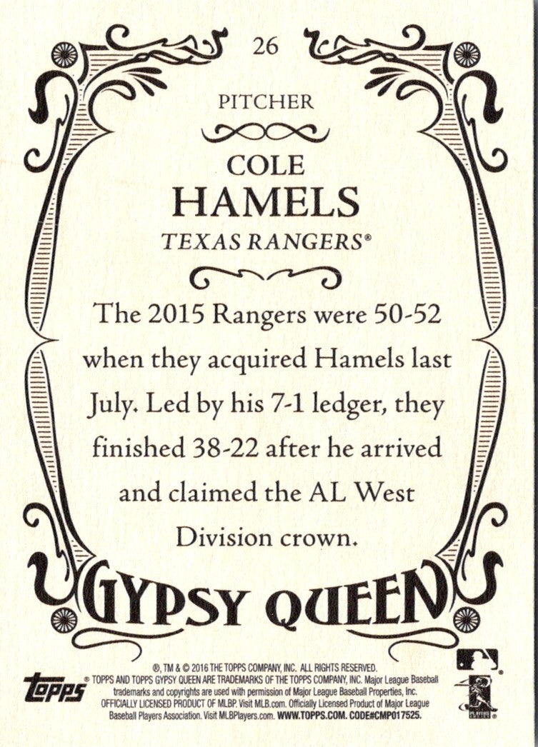 2016 Topps Gypsy Queen Cole Hamels