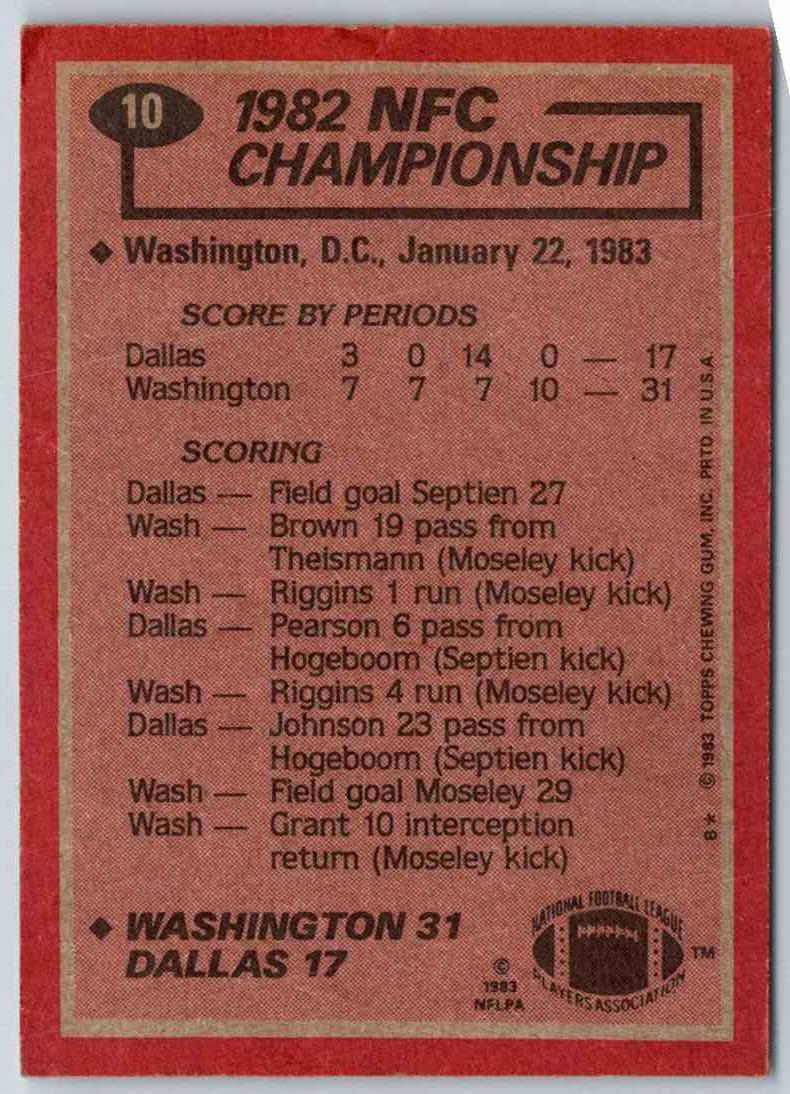 1983 Topps 1982 Nfc Championship