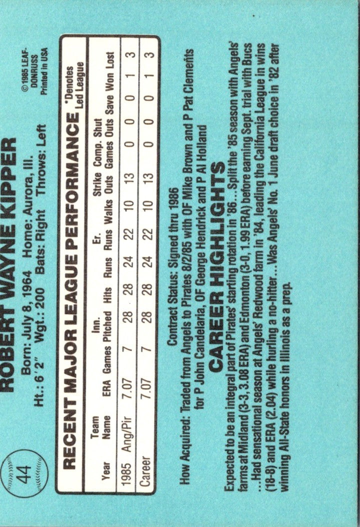 1986 Donruss Bob Kipper