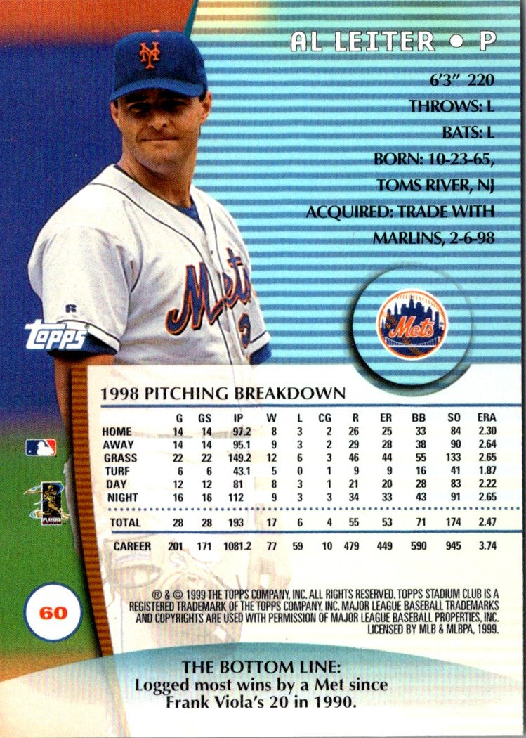 1999 Stadium Club Al Leiter