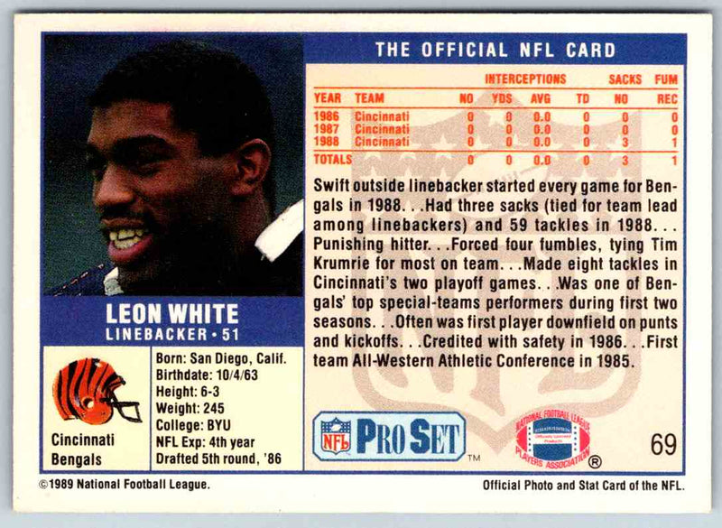 1989 NFL Proset Leon White