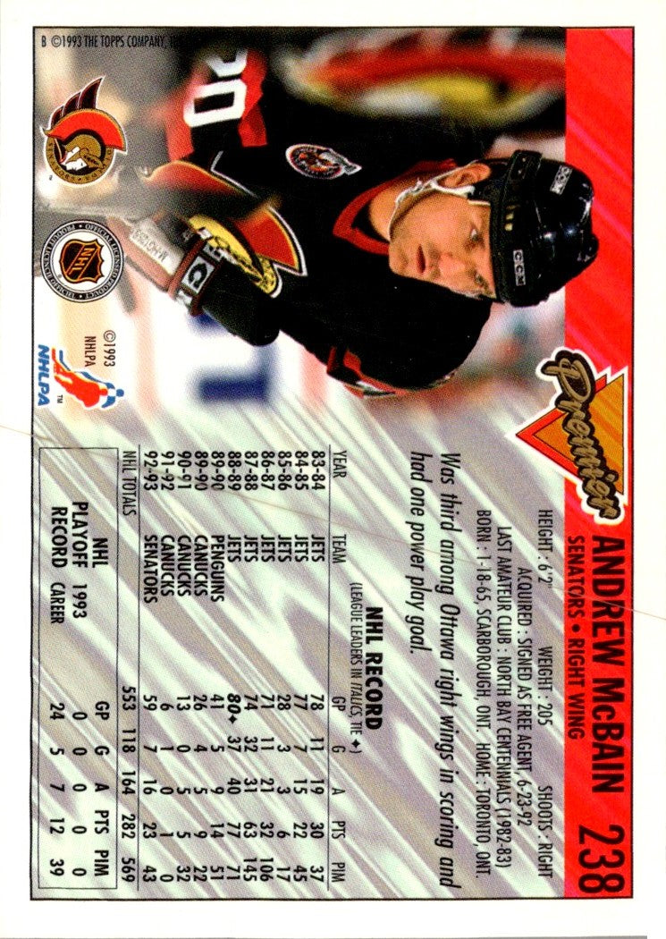 1993 O-Pee-Chee Premier Andrew McBain