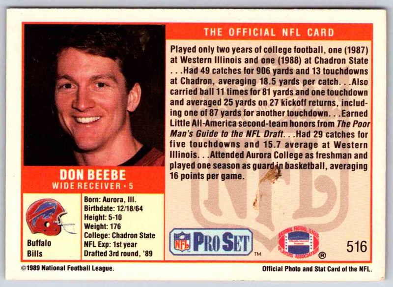 1989 NFL Proset Don Beebe