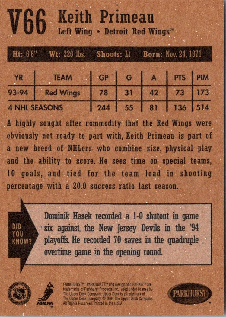 1994 Parkhurst Vintage Keith Primeau