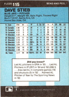 1986 Fleer Star Stickers Dave Stieb #115