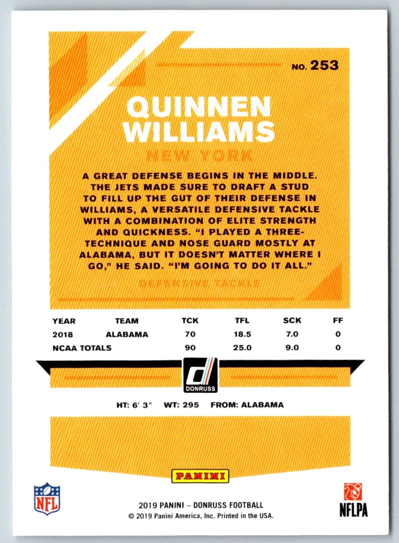 2019 Donruss Quinnen Williams