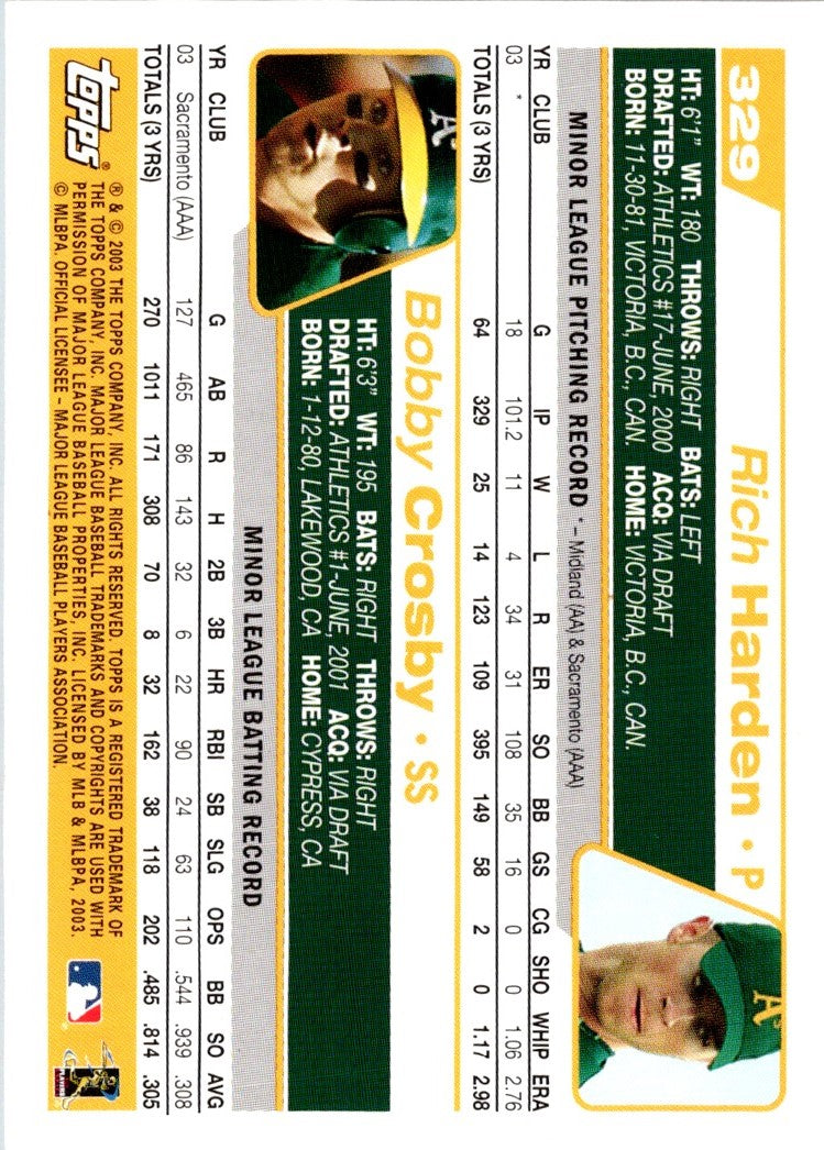 2004 Topps Rich Harden/Bobby Crosby