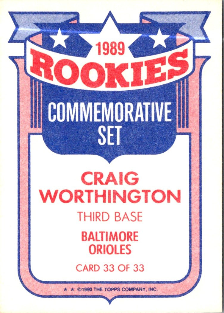 1990 Topps Glossy Rookies Craig Worthington